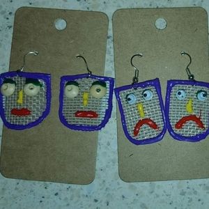 Handmade Traditio Mardi Gras Screen mask Earrings